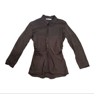 Y2k Zara Small Brown Long Sleeve Button Down Shirt